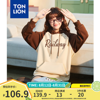 唐狮(TonLion)唐狮2024早秋连帽卫衣女插肩袖撞色字母印花潮流卫衣外套dx 咖啡 S