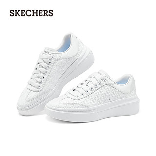 斯凯奇（Skechers）2024夏季女士板鞋绑带透气高回弹舒适185066 白色/WHT 36