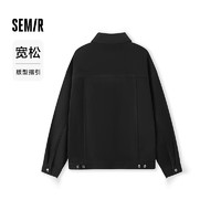 森马（Semir）夹克男2024秋季做旧复古工装外套宽松纯棉上衣 黑色90001 185/100A/XXL