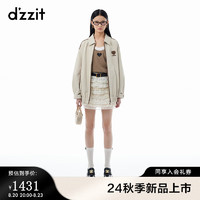 DZZIT地素短外套2024秋季拼接设计游猎风复古上衣女 浅卡其色 M