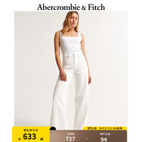 ABERCROMBIE & FITCH女装 24秋季时尚复古休闲高腰阔腿牛仔裤KI155-4159 白色 26S (150/66A)短版