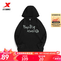 XTEP特步连帽卫衣男2022百搭休闲男子运动训练连帽运动套头衫上衣978329930411 正黑色 M