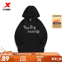 XTEP特步连帽卫衣男2022百搭休闲男子运动训练连帽运动套头衫上衣978329930411 正黑色 L