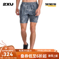 2XU Aero系列速干短裤男 宽松透气夏季训练跑步运动沙滩短裤 深灰色迷彩/银色反光 L