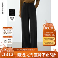 朗姿羊毛针织直筒高级感阔腿长裤2024年冬季显瘦时尚休闲裤女 夜幕黑色 2XL
