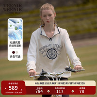 Teenie Weenie【松暖抗菌】小熊2024宽松摇粒绒半拉链立领卫衣 燕麦色 160/S