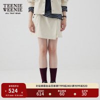 Teenie Weenie小熊&PARCAIN联名2024年设计感高腰短裙半身裙女 乳白色 175/XL