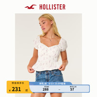 HOLLISTER24秋季腰身抽褶荷叶边泡泡袖上衣 女 KI340-4062 白色碎花 S (165/88A)