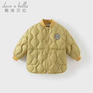 戴维贝拉（DAVE＆BELLA）童装小童上衣防水儿童羽绒服2024冬装宝宝外套白鸭绒男童外衣 琥珀黄 120cm（身高110-120cm）