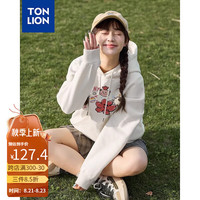 唐狮 TONLION2024早秋连帽卫衣女休闲针织帽衫趣味涂鸦长袖卫衣外套TB 本白 M