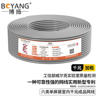 BOYANG 博扬 BY-SP6100 六类网线室内双屏蔽4对双绞线 CAT6类0.57线径千兆网线POE供电监控线 100米