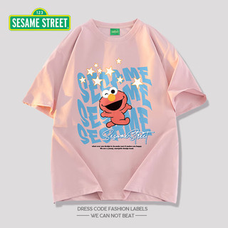 SESAME STREET 芝麻街短袖t恤潮流2024圆领男士凉感新款休闲冰丝宽松运动Y365粉色M