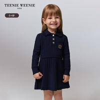 Teenie Weenie Kids小熊童装24秋女宝宝学院风绞花套头毛织连衣裙 藏青色 120cm