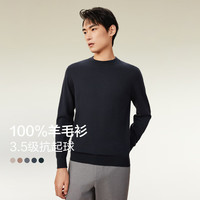 红豆羊毛衫男秋季打底针织纯色100%羊毛中年休闲百搭毛衣男 B5-深藏蓝 175/96B 【48】【体重130-145】