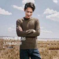 红豆羊毛衫男秋季打底针织纯色100%羊毛中年休闲百搭毛衣男 K4-茶卡色 175/96B 【48】【体重130-145】