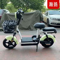 瀚扬 新国标电动自行车48V小型电瓶车小幻影男女款代步车电动 清新绿 12Ah铅酸电池助力约80里