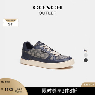 COACH 蔻驰 奥莱男士男鞋经典标志CLIP球鞋休闲百搭运动鞋 午夜蓝 40