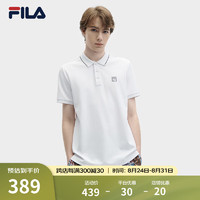 FILA 斐乐 男子针织短袖POLO衫2024夏季时尚休闲基础上衣 标准白-WT 185/104A/XXL