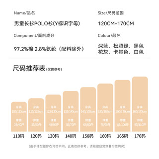 英氏（YEEHOO）男童长袖POLO衫儿童T恤秋季休闲翻领帅气上衣中大童装洋气秋装新 标识字母卡其 130cm