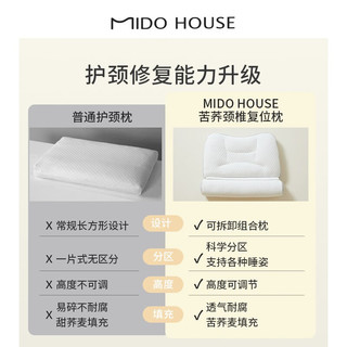 MIDO HOUSE铭都 颈椎枕头分区护颈枕硬枕芯圆柱全荞麦枕头护颈枕 苦荞颈椎复位枕 方枕：54*30cm 圆枕：55*10cm