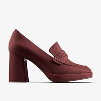 Clarks 其乐 女士单鞋高跟乐福鞋 Martine复古通勤商务时尚舒适女士休闲鞋 Oxblood Textile 39.5