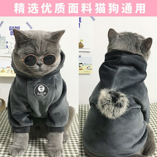 Lanswood 猫咪衣服防掉毛猫衣服冬保暖布偶猫无毛猫衣服搞笑狗狗宠物衣服 主图款灰 XL (10-13斤背长40cm胸围51-56cm