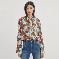 DEEP BREATH深呼吸简约气质领带长袖落肩女式衬衫上衣