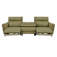  顾家家居 KUKA  90.DK.6099B 电动功能皮沙发 三人位双电动带几 暗林绿