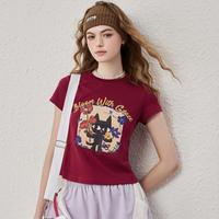 设计感短款正肩个性印花短袖上衣2024夏季休闲百搭女式T恤