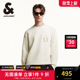 杰克·琼斯（JACK&JONES）秋季略宽松胸前植绒图案舒适潮流百搭基础长袖卫衣224333015 石灰花灰G01 常规 石灰花灰G01 185/104A/XL