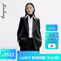 朗姿/LANCY2024秋季经典商务绵羊毛西装外套女大翻领通勤西服 黑色 2XL