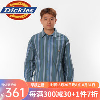 dickies宽松条纹长袖衬衫 男衬衫 休闲百搭舒适学院风 DK012952 王冠蓝直条纹 M