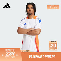 adidas足球训练运动圆领短袖球衣男装夏季阿迪达斯JF4194 白/红荧光 S