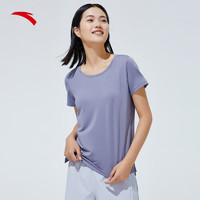 安踏（ANTA）速干T丨短袖t恤女装夏季运动服瑜伽短袖上衣女 【训练/跑步-速干字母】郁紫色-2 170/L