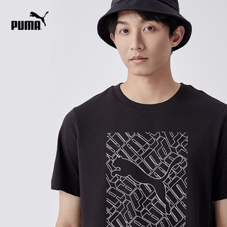 彪马（PUMA） 夏季男子休闲印花短袖T恤 GRAPHICS CAT TEE 683446 黑色-01 XS(165/88A)