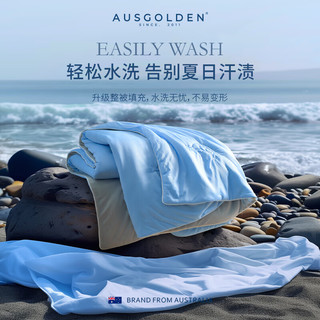 AusGolden澳洲夏季凉感被子可水洗冰丝空调被单人双人 防螨抗菌深睡夏凉被 冰岛蓝*里约灰【A类+双面凉感】 200*230cm-双人被