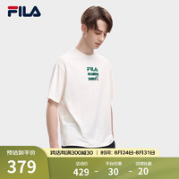 斐乐（FILA）男子短袖T恤夏季宽松时尚休闲针织短袖衫 米白-IV 190/108A/XXXL