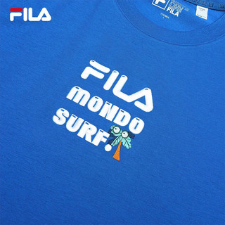 斐乐（FILA）男子短袖T恤夏季宽松时尚休闲针织短袖衫 精雅蓝-BU 185/104A/XXL