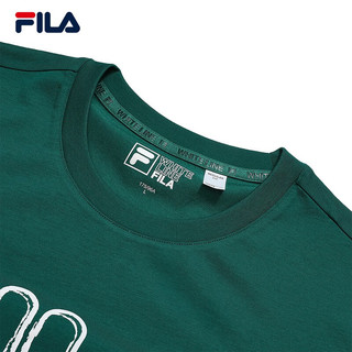 斐乐（FILA）男子短袖T恤夏季时尚大LOGO休闲上衣短袖衫 森林绿-GN 180/100A/XL