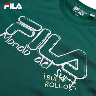 斐乐（FILA）男子短袖T恤夏季时尚大LOGO休闲上衣短袖衫 森林绿-GN 180/100A/XL