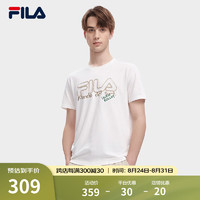 斐乐（FILA）男子短袖T恤夏季时尚大LOGO休闲上衣短袖衫 云菇白-WT 180/100A/XL