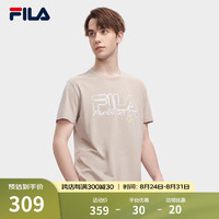 斐乐（FILA）男子短袖T恤夏季时尚大LOGO休闲上衣短袖衫 雀麦色-LK 190/112B/XXXXL