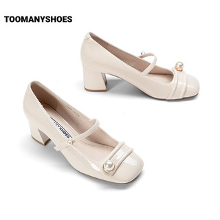 TOOMANYSHOES 女士高跟单鞋 T21411027D3 米白 37