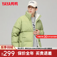 鸭鸭（YAYA）羽绒服男短款2024年冬季时尚立领简约百搭保暖外套JS 绿色 2XL