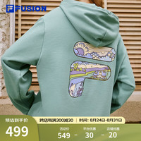 斐乐（FILA） FUSION潮牌连帽卫衣款秋时尚宽松男女装针织连帽上衣 岩灰绿-TQ 165/88A/S