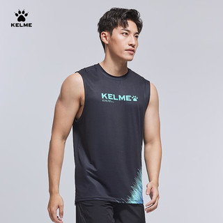 KELME /卡尔美 运动背心男春夏季跑步透气无袖t恤潮流坎肩 黑色 M/170