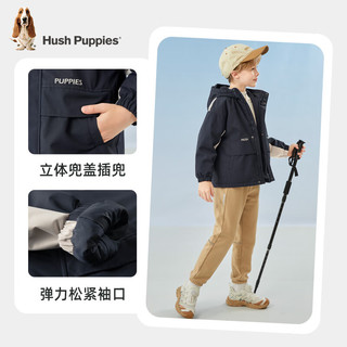 暇步士（Hush Puppies）童装儿童冬季男女大童三防透湿舒适时尚质感风衣厚外套 藏蓝A款 105cm