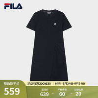 FILA 斐乐女子针织连衣裙2024夏时尚休闲基础连身百褶裙 传奇蓝-NV 2XL 180/96A