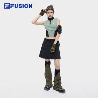 FILA FUSION斐乐潮牌女子针织背心2024夏季时尚修身拼色上衣 果香绿-GN 160/80A/S