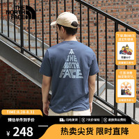 北面（The North Face）速干T恤男短袖休闲三角字母舒适吸湿半袖透气简约24春夏|88GU HDC/深海蓝 XL/180